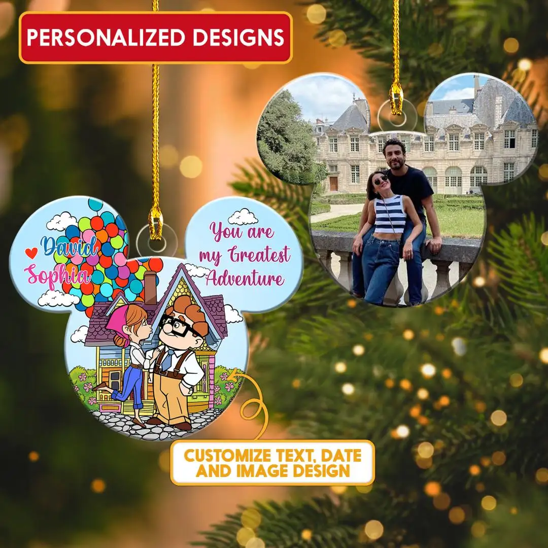 Personalized Disney Carl & Ellie Ornament, Up Ornament, Couple Christmas Gifts, Disney Couple Decor, Couple Ornament Disneyland Couple Gift