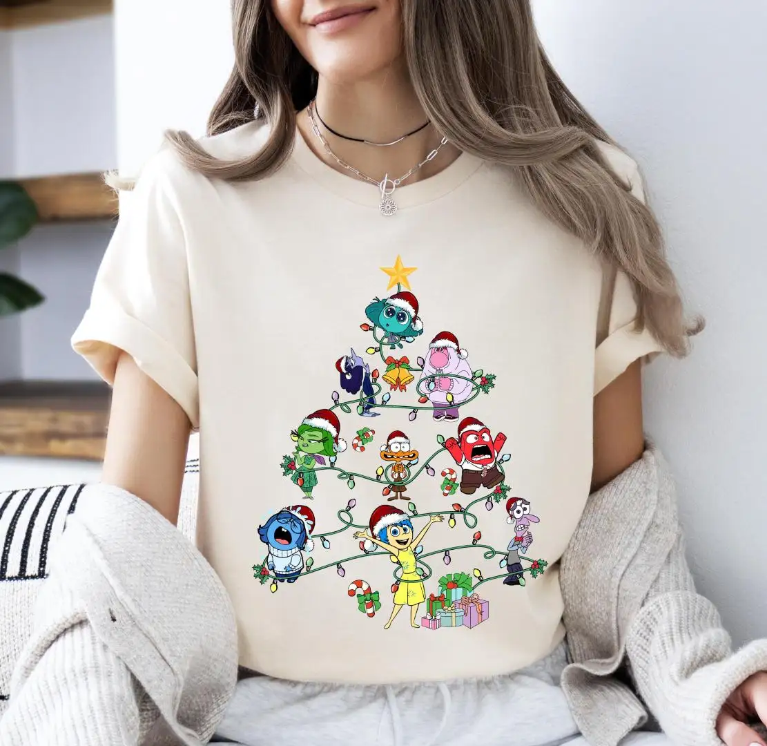 Inside Out Christmas Shirt, Christmas Tree Teacher Gift Tee, Disney Santa Emotions Sweatshirt, XMAS Girls Holiday Shirts