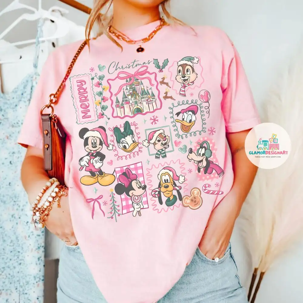 Comfort Color Disney Mickey And Friends Shirt, Mickey's Very Merry Christmas Party 2025 Shirt Disneyland Vacation Family Matching Trip Shirt