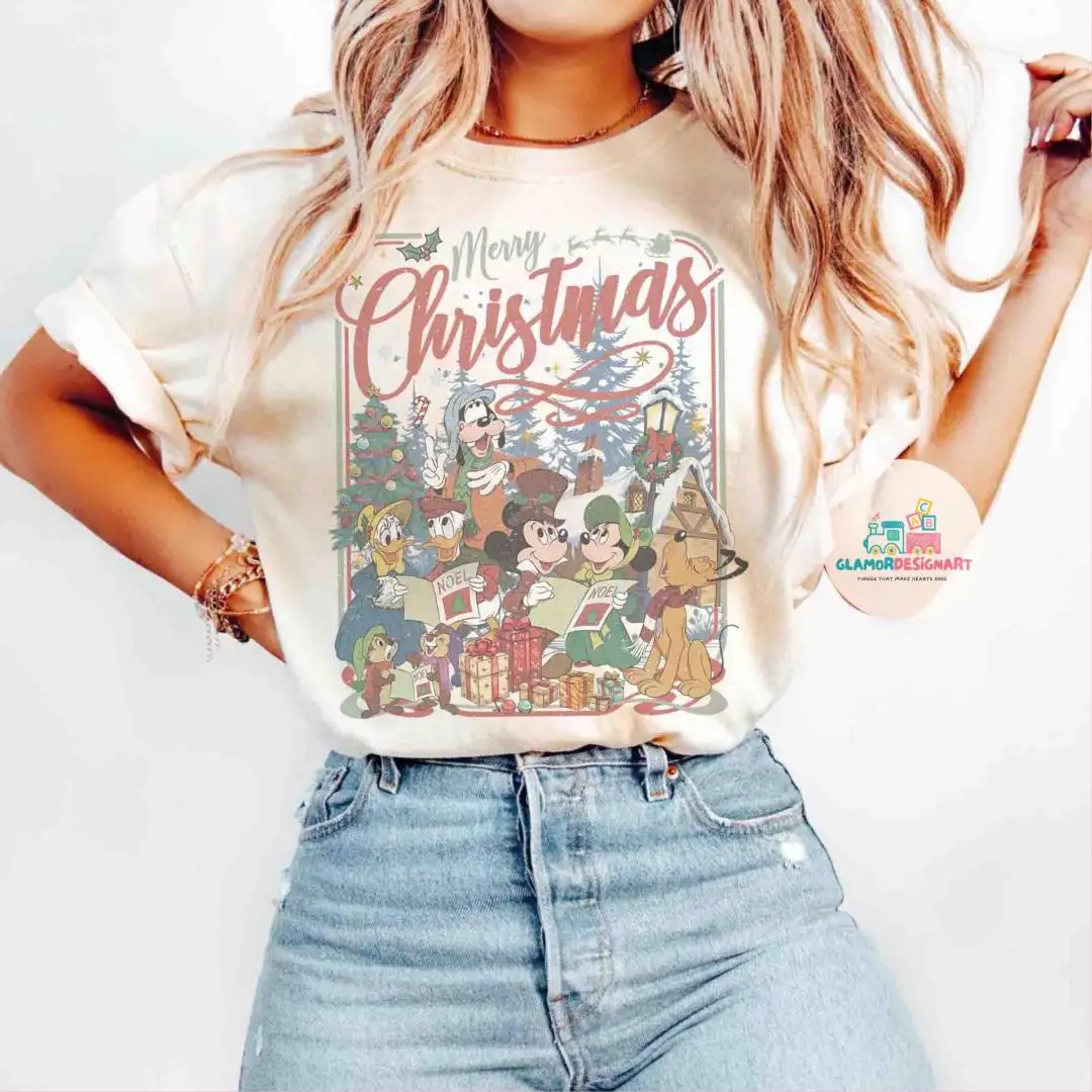 Retro Merry Christmas Mickey and Friends Shirt, Disneyland Christmas Shirt, Disney Christmas Sweatshirt, Mickey's Very Merry Christmas Party