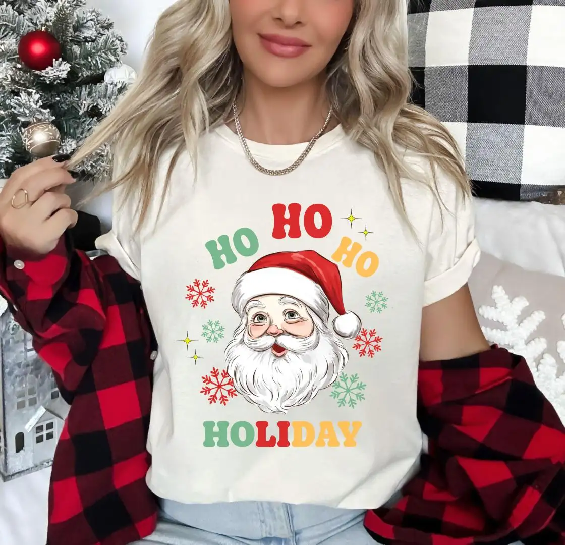 Santa Claus Sweatshirt, XMAS Holiday Hoodie, Christmas Ho Ho Ho T-Shirts, Santa Claus Girls Crewneck, Christmas Party Tee