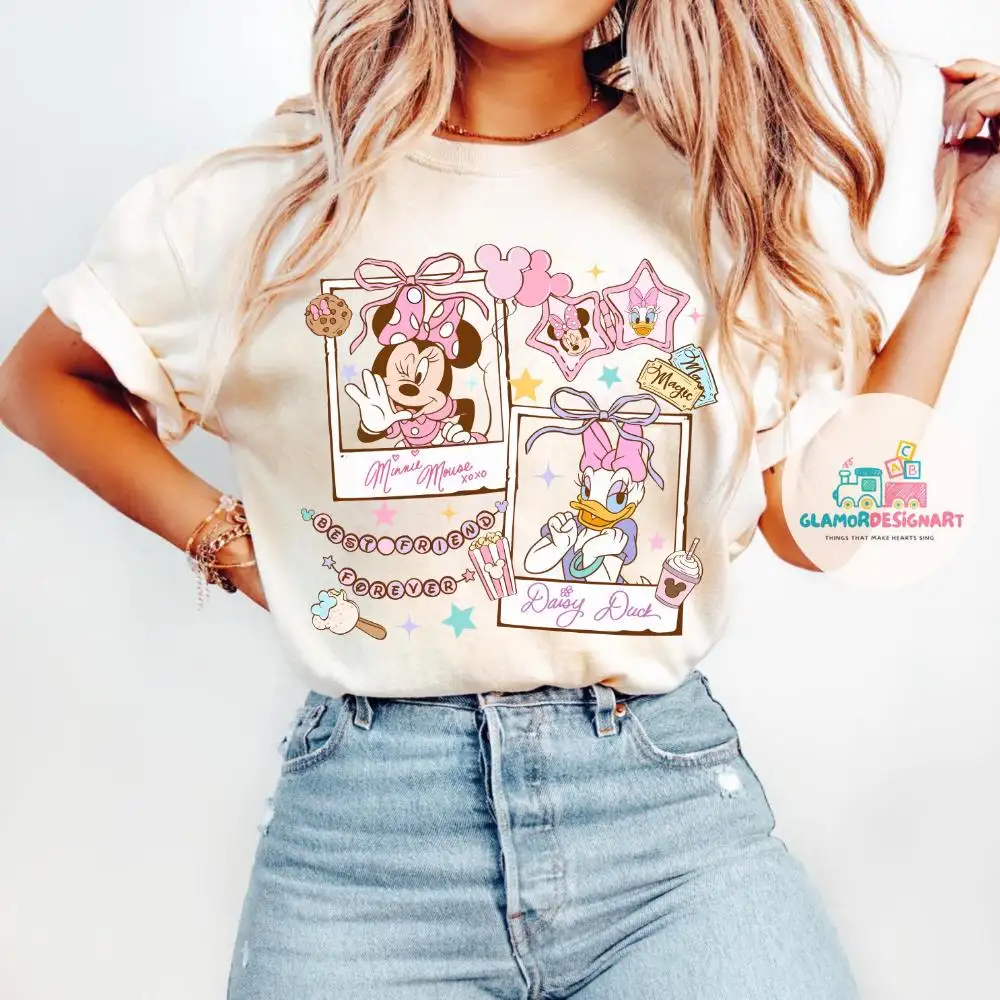 Coquette Bows Minnie and Daisy shirt, Disney Girls Trip shirts, WDW Magic Kingdom Disneyland Matching Girls Tee, Disney With My Bestie Shirt