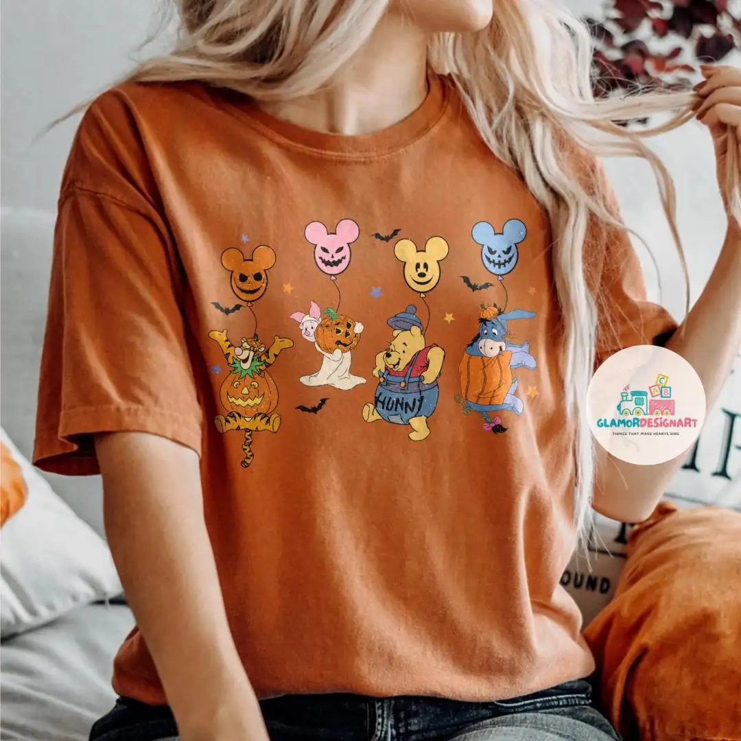 Vintage Winnie The Pooh Halloween Comfort Color Shirt, Pooh and Friends Halloween Shirt, Pooh Pumkin Shirt, WDW, Pooh Halloween 1926 Shirt