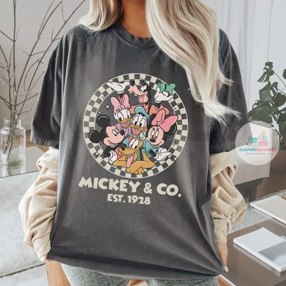 Disney Checkered Shirt, Disney Family Shirts Comfort Colors Shirt, Mickey and Co 1928 Shirt, Checkered Mickey Shirt Disneyworld Shirts