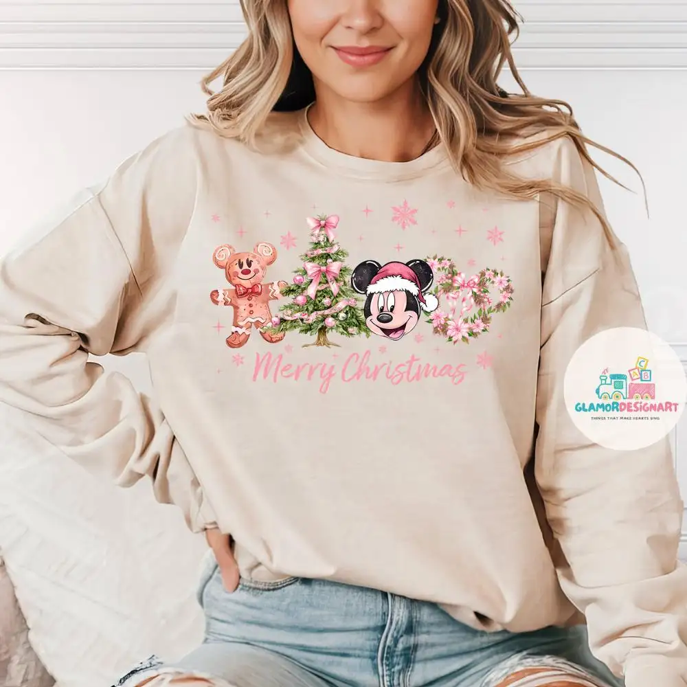 Vintage Pink Mickey and Friends Christmas Sweatshirt, Mickey's very merry Christmas Party shirt, Disney Christmas shirt, Xmas WDW Disneyland