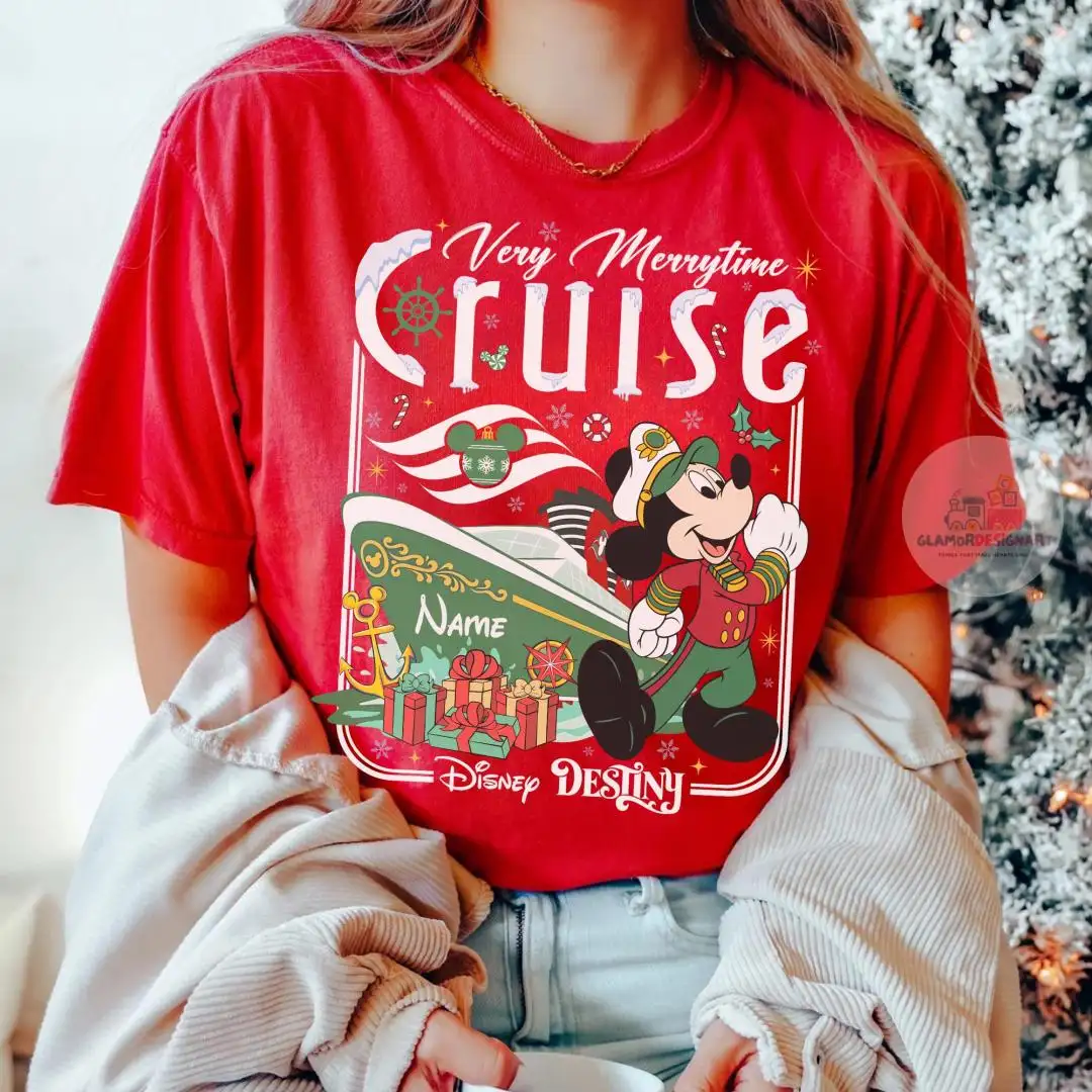 Personalized All Characters Disney Cruise Line Shirt, Family Xmas Cruise Trip, Mickey & Friends Cruise Christmas Very Merrytime Cruises Tee