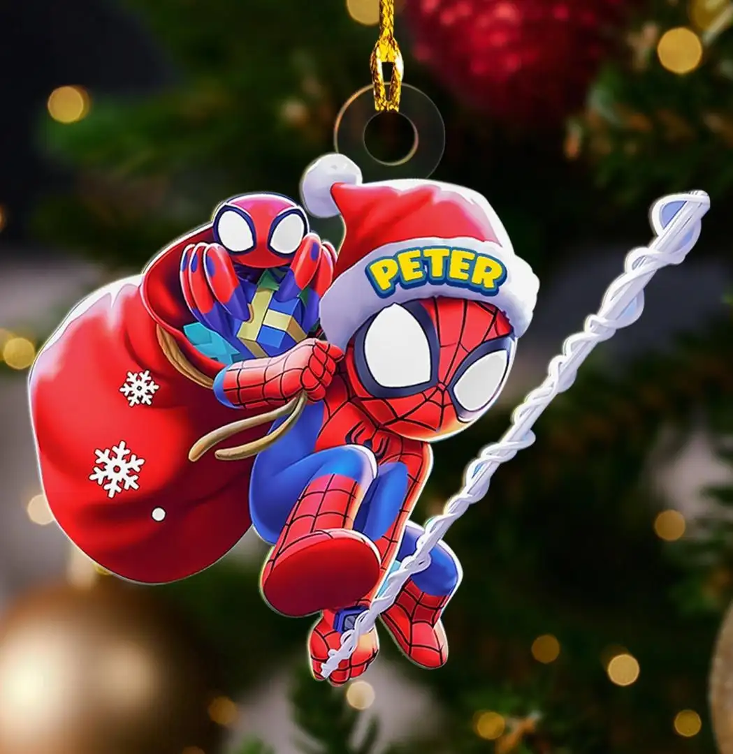 Personalized Spidey and Friends Ornament, Christmas Gift, Custom Spidey Christmas Ornament, Custom Kid Spidey Ornament, Spiderman Ornament