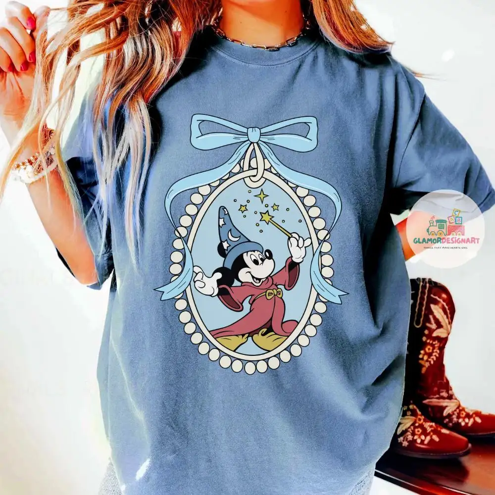 Coquette Bow Retro Disney Fantasia Movie Shirt, Fantasmic Tee, Disney Trip Tee, Fantasia Sorcerer Mickey T-shirt, Disney Movie Fans Shirt