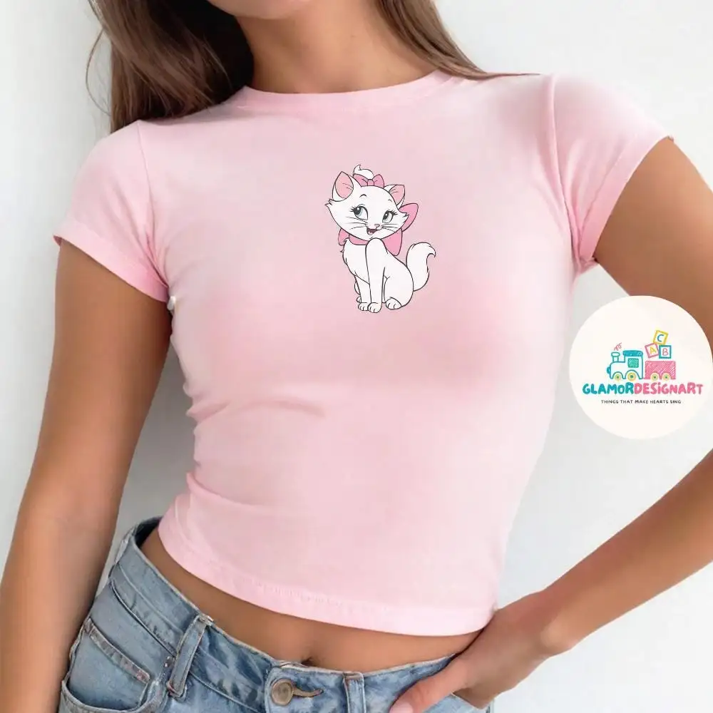 Disney Marie Cat Baby Tee Disney World Tee Disney Croptop Women T-shirt, Women Baby Tee Girly aesthetic WDW Aristocats, Magic Kingdom Shirts