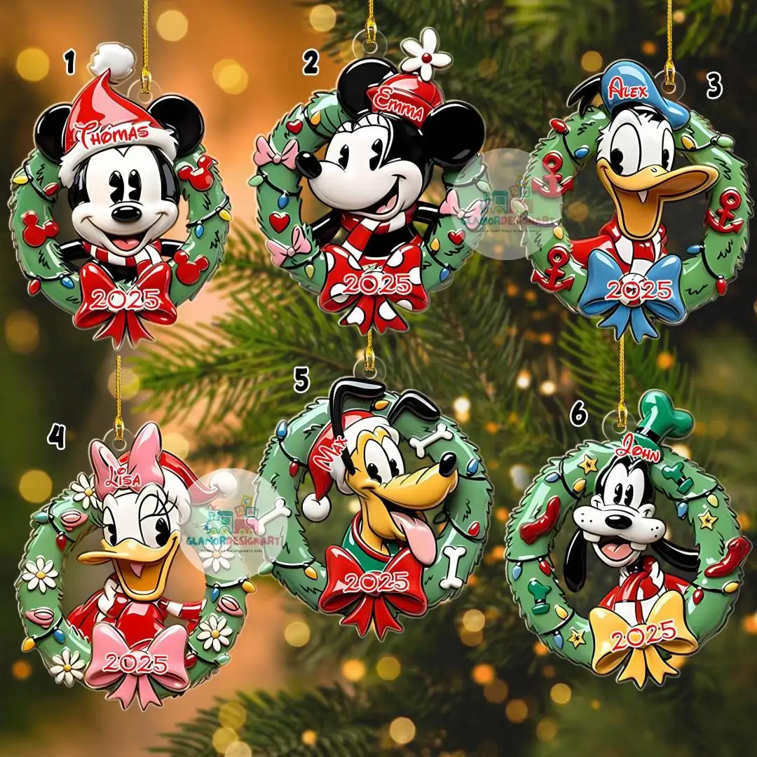 Personalized Mickey and Friends Disney Christmas Ornament, Christmas Gifts Decoration, Disney Family Christmas Tree Hanging Ornament