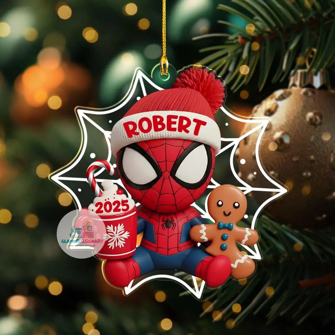 Personalized Spiderman Ornament, Christmas Ornament For Kid, Custom Disney Spider Christmas Gift, 2025 Christmas Tree Decor Gift For Kid