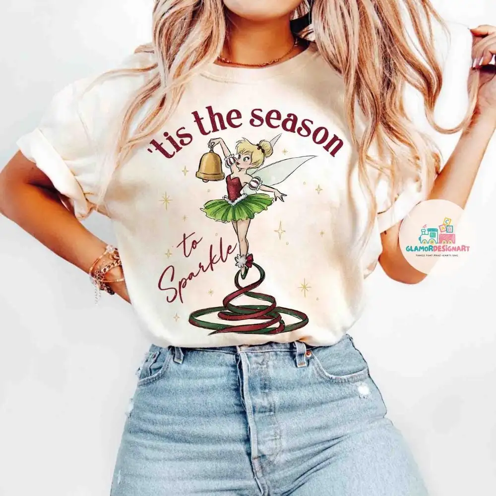 Tinkerbell Christmas Tis The Season To Sparkle Shirt, Disney Christmas Tee, Disneyland Christmas Shirt, Disney Peter Pan Christmas T-shirt