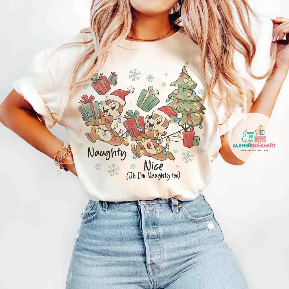 Vintage Chip Dale Christmas T-shirt, Disney Christmas shirts, WDW Disneyland Mickey's Very Merry Xmas Party Tee Disney Couple Chip N Dale