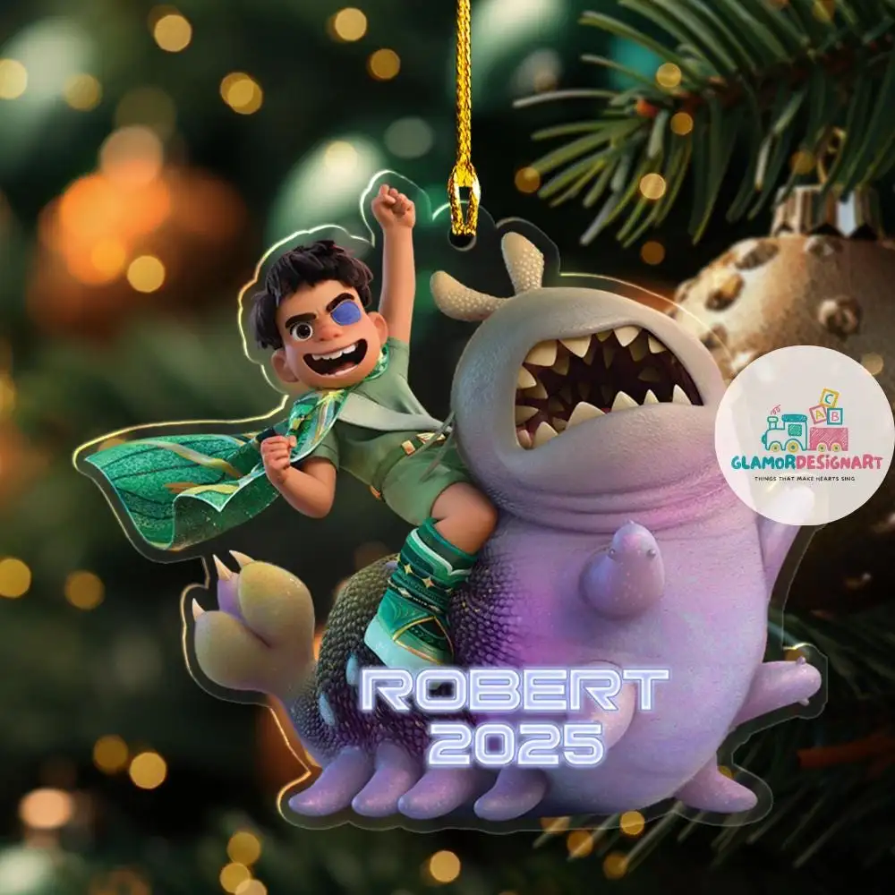 Personalized Elio Movie Ornament, Christmas Tree Decor, Chrismas Pixar Elio Christmas Ornament, Glordon Dragon Lord Grigon Elio Solis