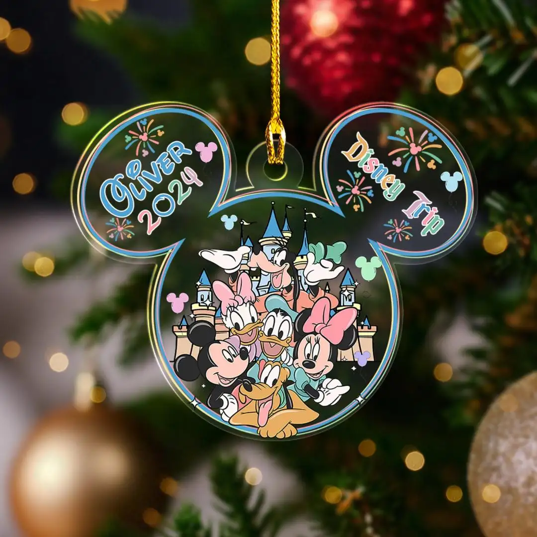 Personalized Mickey and Friends Disney Trip Christmas Ornament, First Disney Trip 2025, Disney Castle Family Vacation, Magic Kingdom