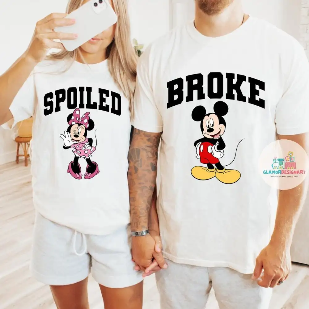 Broke and Spoiled Shirt, Mickey and Minnie T-Shirt, Holiday Shirt, Anniversary Tee, Disney Trip Gift, Disney Couple Sweatshirt, Family Shirt