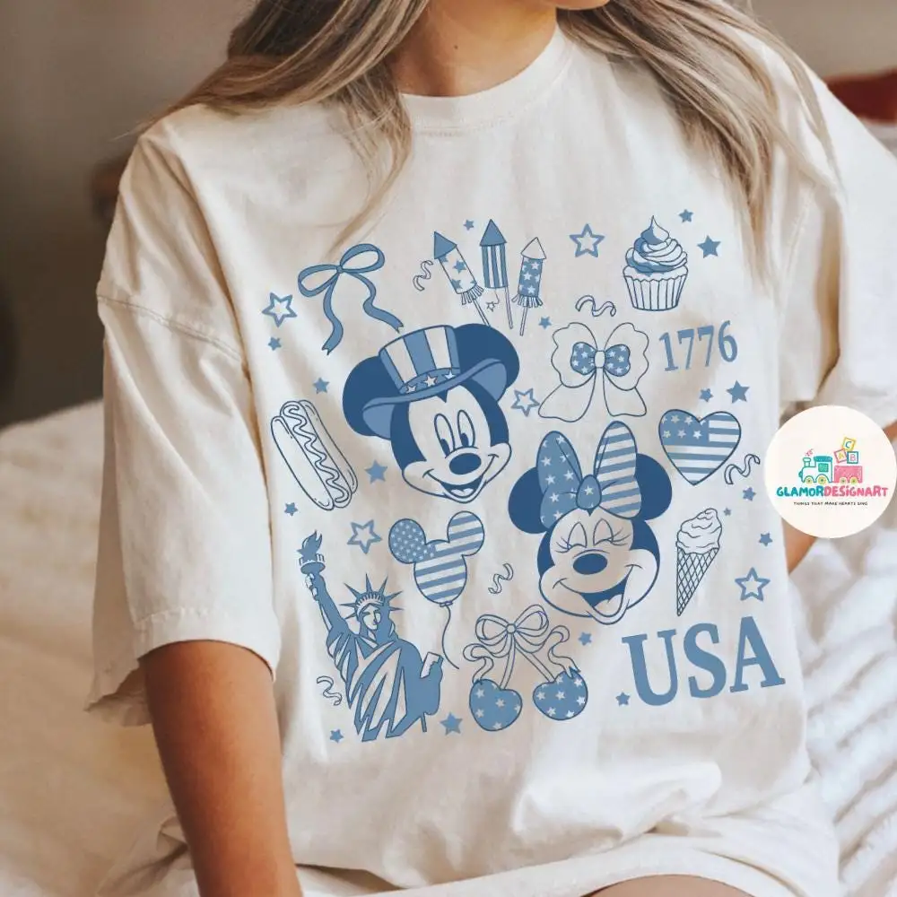 Coquette Bow Mickey And Friends Disney Castle Happy 4th of July Shirts, Disney Independence Day Tee, American Freedom, Disney Patriotic