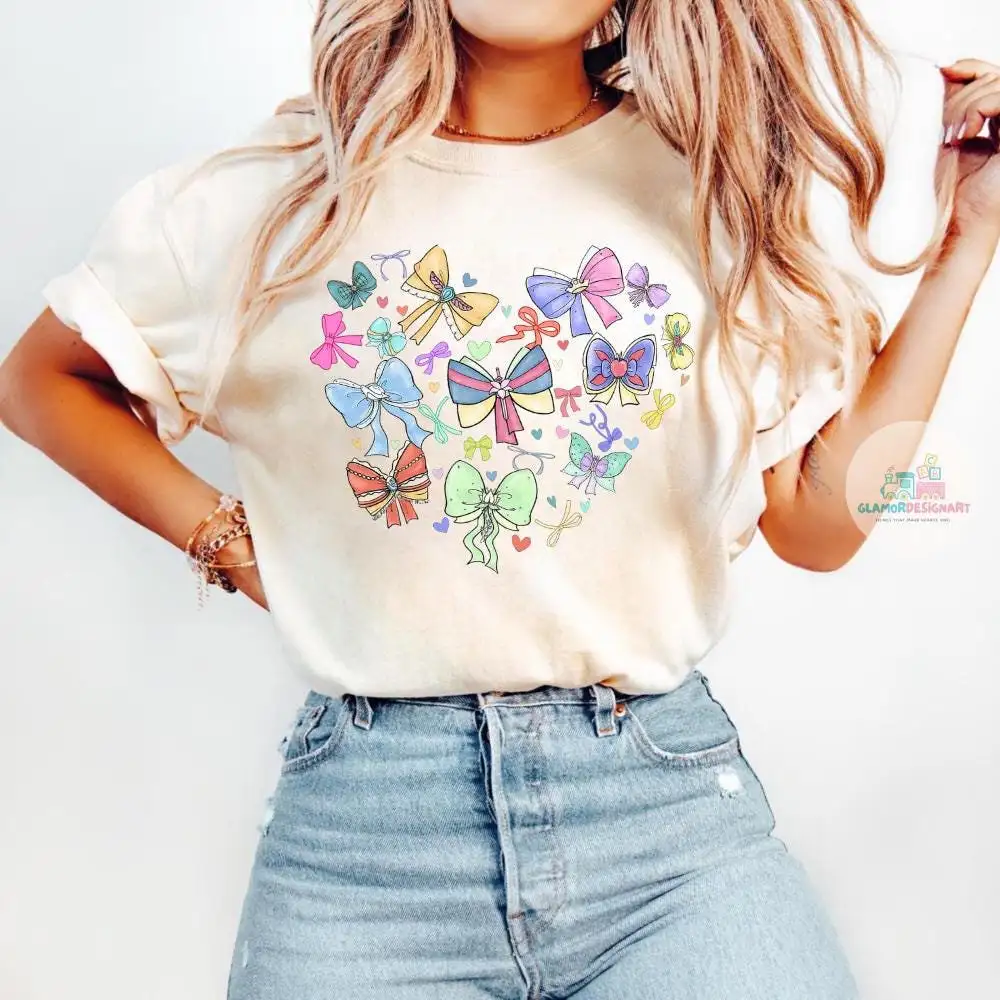 Watercolor Coquette Bows Disney Princess Shirt, Disney Girl Trip Shirt, Cinderella Belle, Disney Princess, Disneyworld Princess Gift