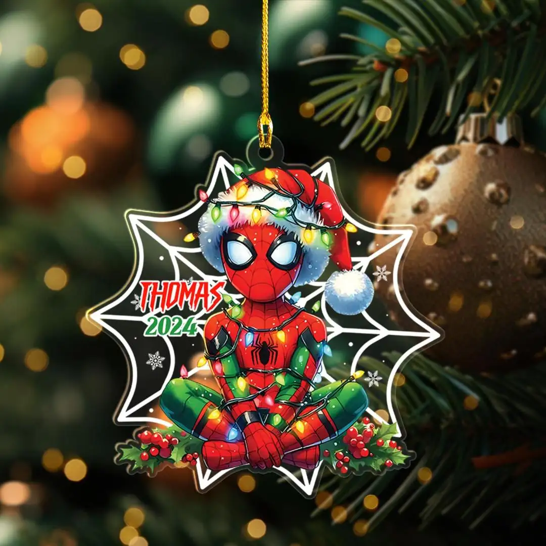 Personalized Superhero Ornament Custom Spidey Christmas Ornament Spiderman Ornament Custom Kid Spidey Ornament, Christmas Gift Kids Ornament