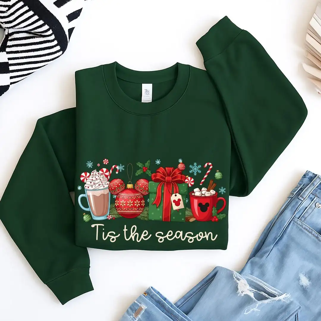 Disney Tis The Season Shirts, Disneyland Holiday Hoodie, XMAS Snacks Sweatshirt, Coquette Christmas Tees, Christmas Mickey Tee