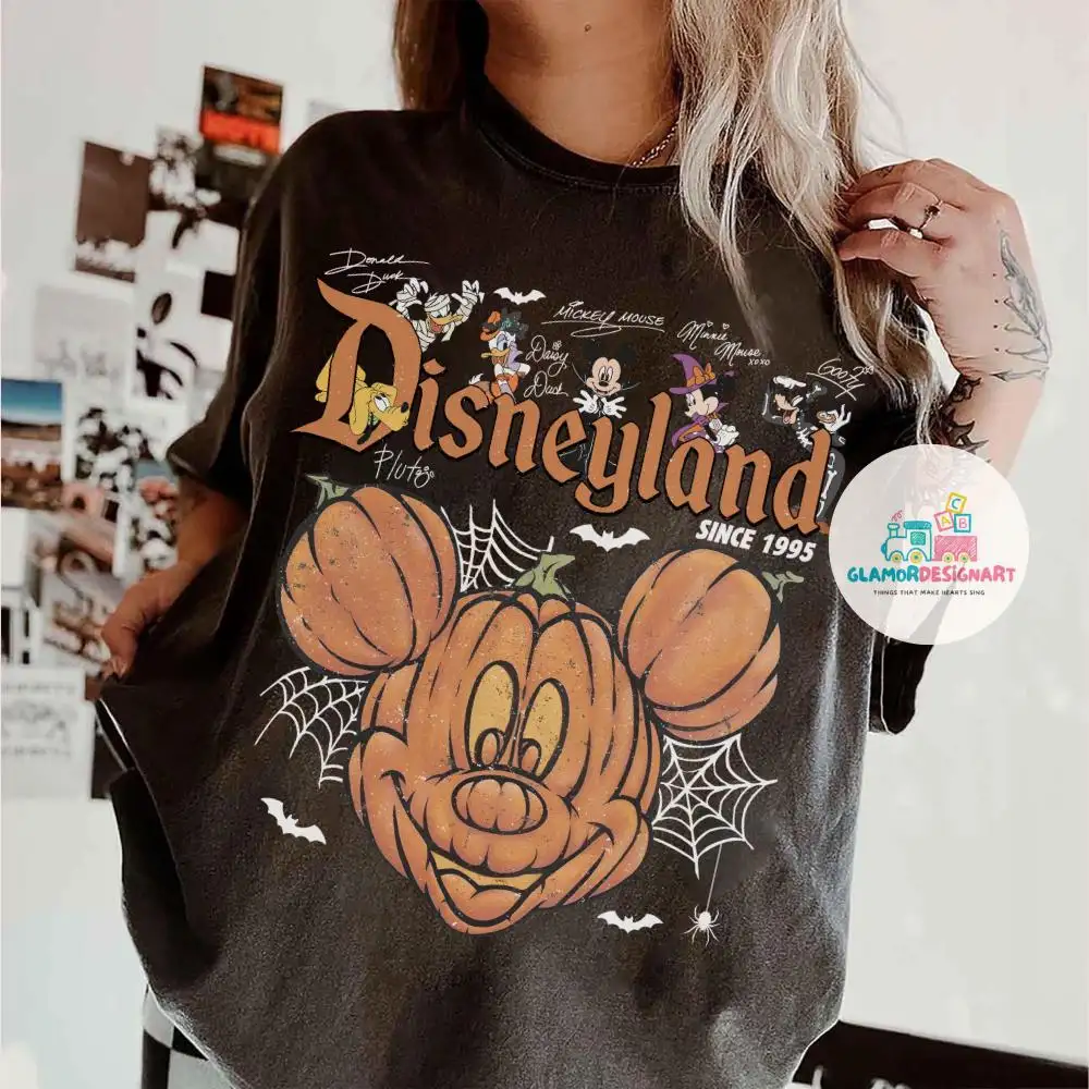 Comfort Colors Retro Disneyland Est 1955 Halloween Shirt, Disneyland Halloween Shirt Halloween Pumpkin Shirt, Mickey Halloween Pumpkin Shirt