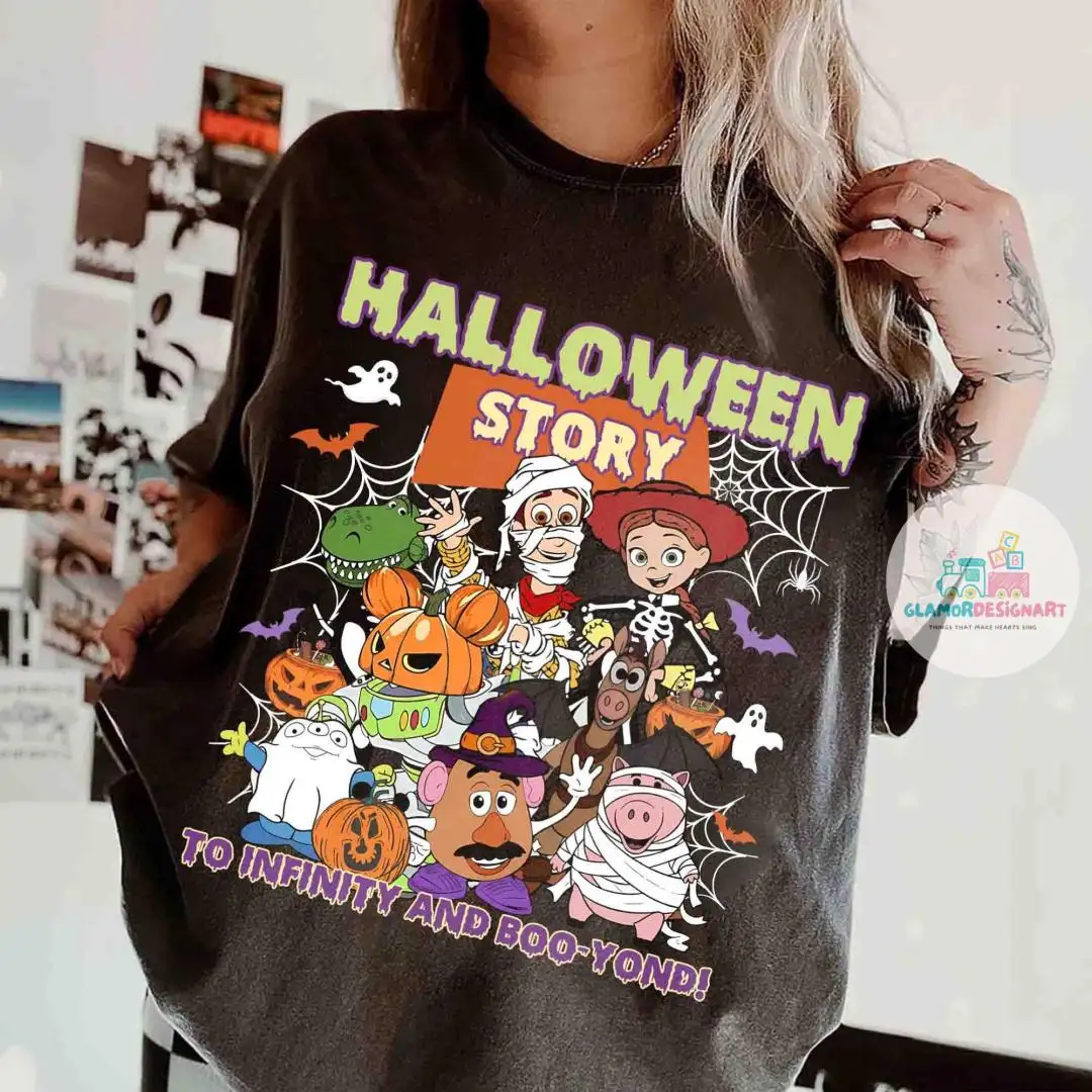 Vintage Retro Toy Story Halloween shirt, Disneyland Halloween Family Trip Shirt, Halloween Story Woody Buzz Lightyear skeleton shirt