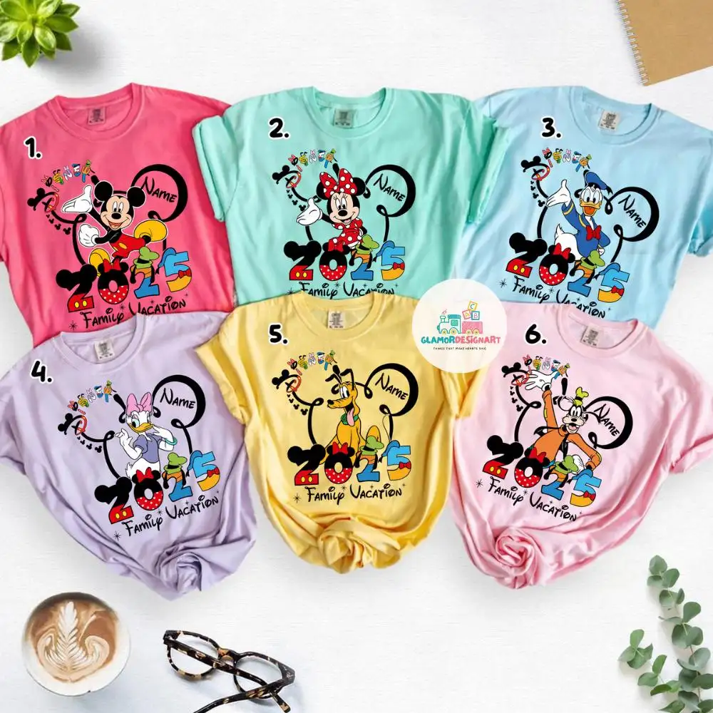 Personalized Disney trip 2025 shirt, Family vacation shirts, Family trip group matching shirt, WDW Disneyworld Mickey & friends Tee