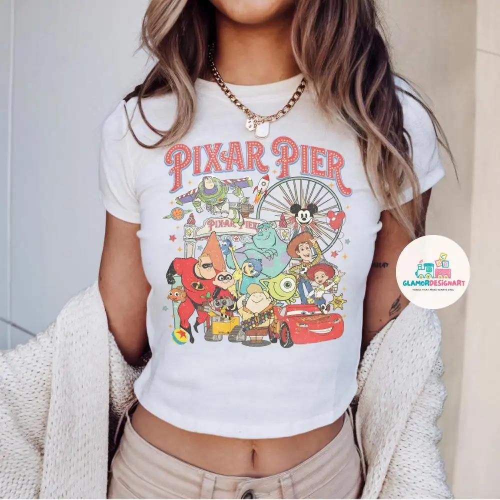 Pixar Pier Disneyland Baby Tee Disneyland Pixar Fest 2025 Shirt, Meet me at Pixar Pier Disney Pixar Characters, Disneyland Trip Shirt
