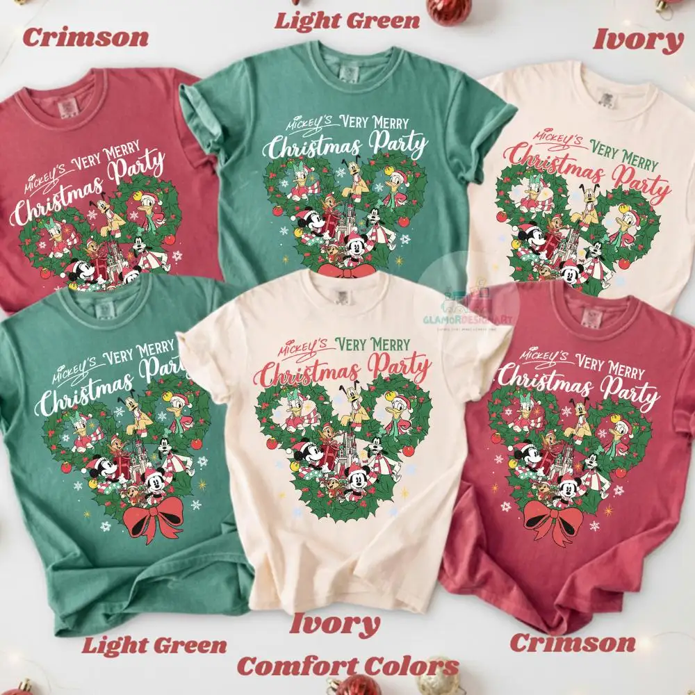 Comfort Colors Retro Mickey's Very Merry Christmas Party 2025 shirts Mickey And Friends Christmas Matching Shirt Disneyland Xmas Family Tees