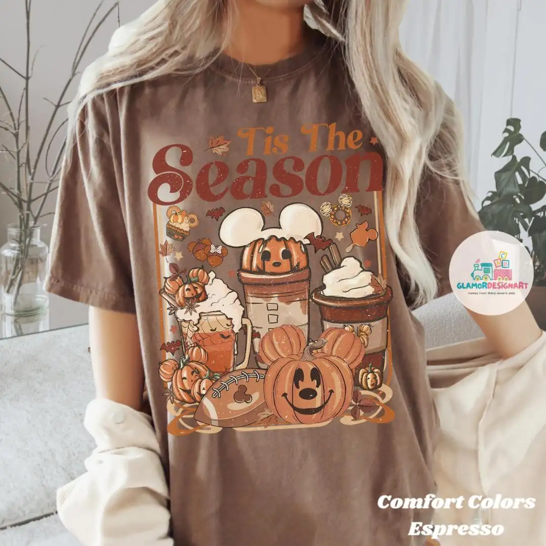 Tis The Season Disney Comfort Colors, Pumpkin Season Shirt Fall Vibes, Disney Fall Shirt Fall Shirt Disney Pumpkin Shirt Mickey Autumn Shirt