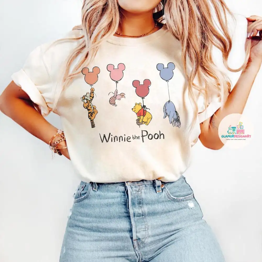 Winnie The Pooh and Friends Shirt, Disney Pooh T-Shirt, Cute Pooh Bear Shirt Comfort Colors, Pooh Balloons Shirt, Winnie The Pooh Shirt
