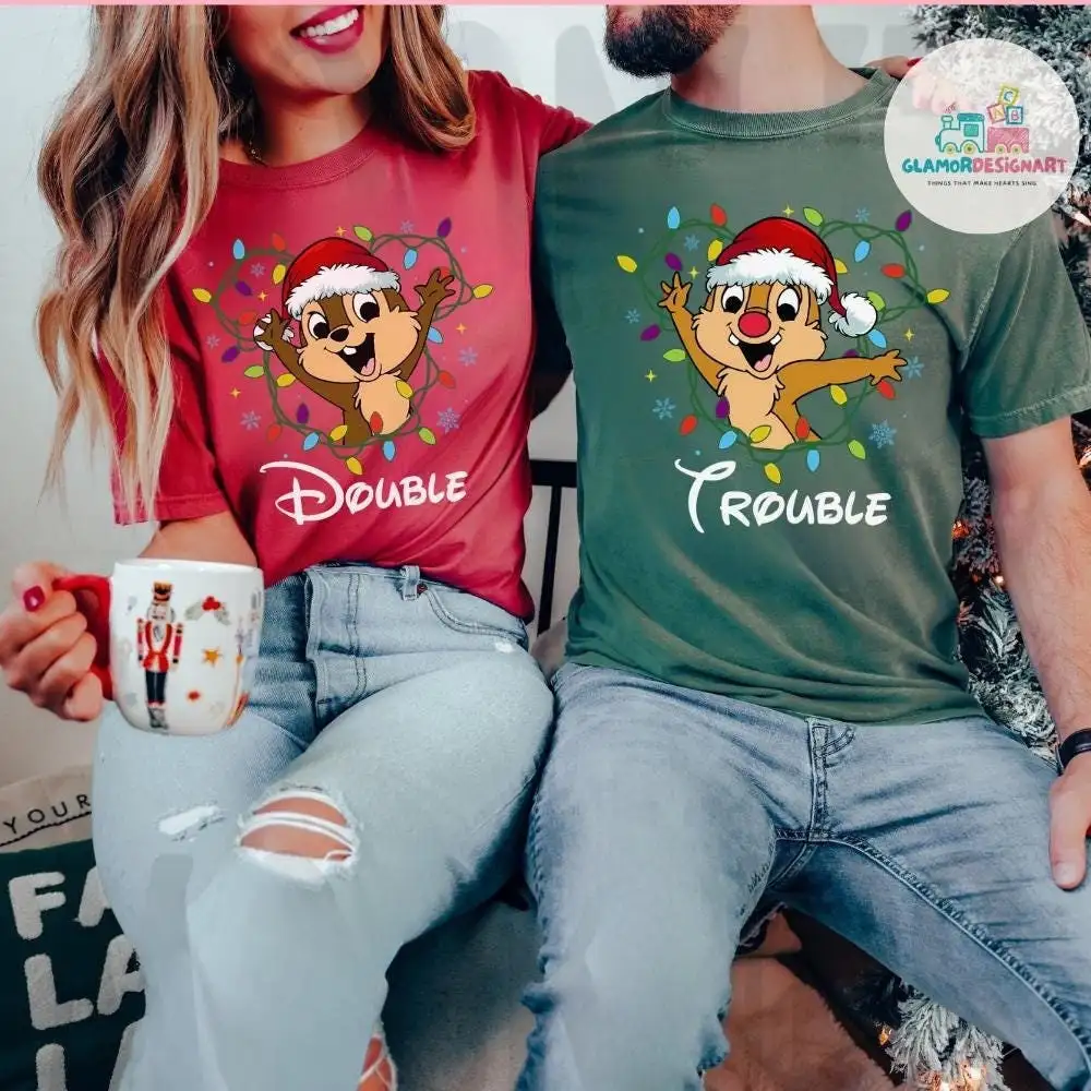 Chip & Dale Double Trouble Disney Christmas Shirt, Christmas Tree Farm, Chipmunks Gifts, Christmas Disney Family Vacation T-shirt