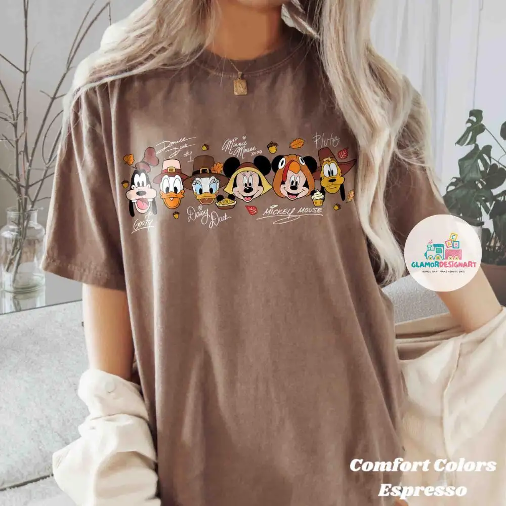 Comfort Colors Mickey and Friends Thanksgiving Shirt, Gift For Thanksgiving, Disney Thanksgiving T-Shirt, Happy Thanksgiving Shirt