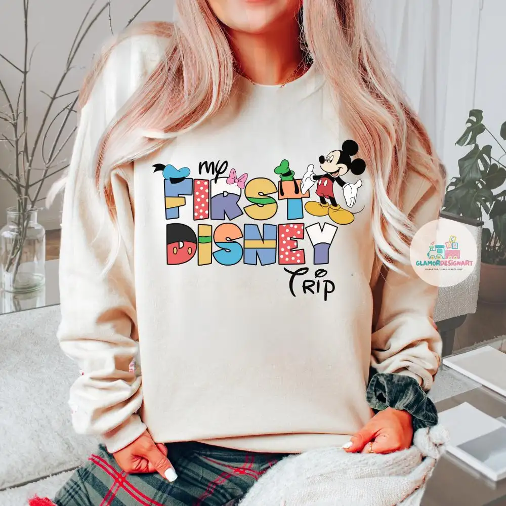 My First Disney Trip Shirt, Mickey Minnie Disney Tee, Disney Family Trip, First Disneyland Trip T-Shirt, Disneyworld Trip 2025 Sweatshirt