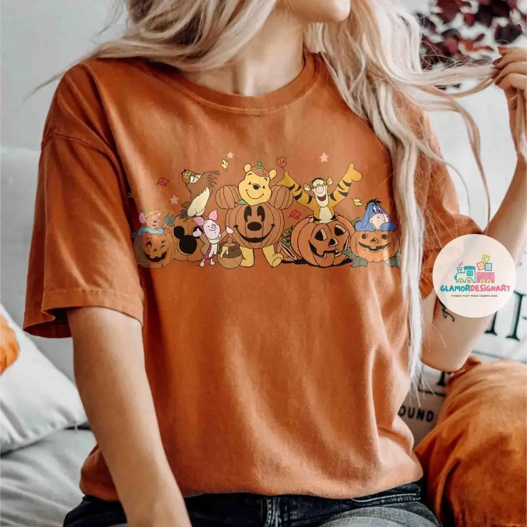 Comfort Colors Retro Pooh Autumn Shirt, Winnie The Pooh Halloween Shirt, Halloween gift, Spooky Season, Pooh Shirt, Cute Fall Shirt