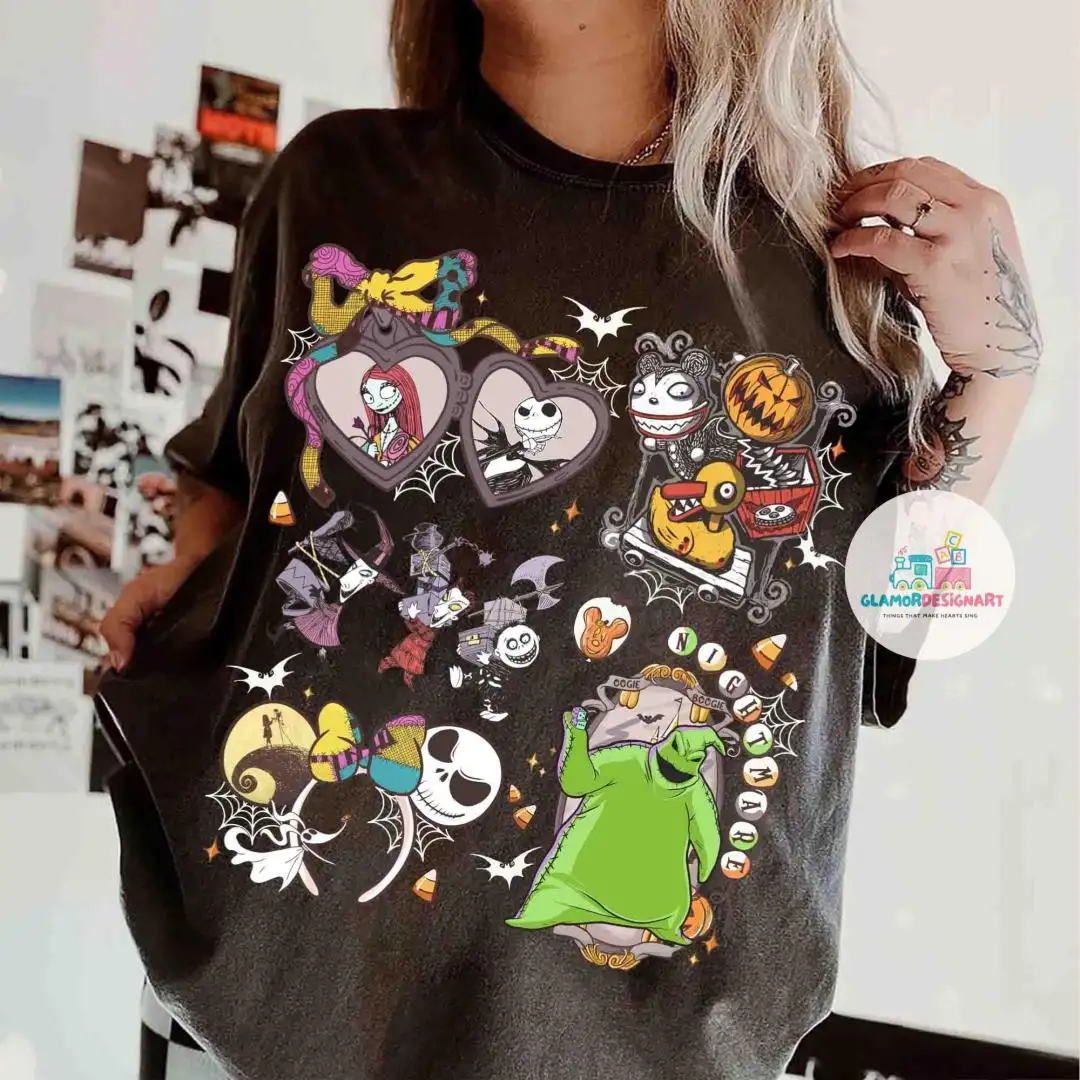Vintage Comfort Color Nightmare Before Christmas Coquette Shirt, Disney Coquette Bow Shirt, Oogie Boogie Bash 2025 Shirt, Disney Halloween