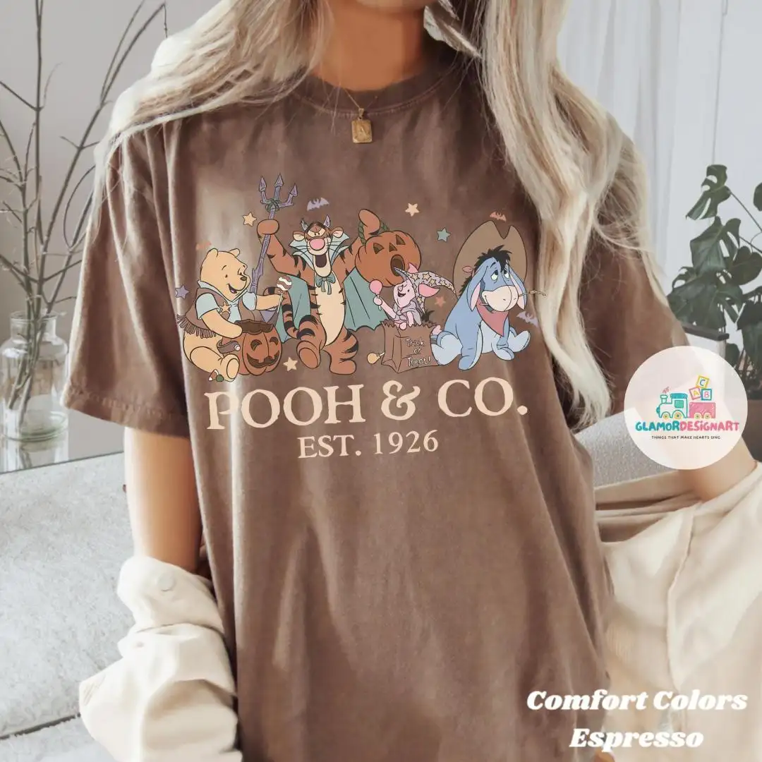 Vintage Winnie The Pooh Halloween Comfort Color Shirt, Pooh & Co Est 1926 Shirt, Pooh and Friends Halloween Shirt, WDW, Pooh Pumkin Shirt