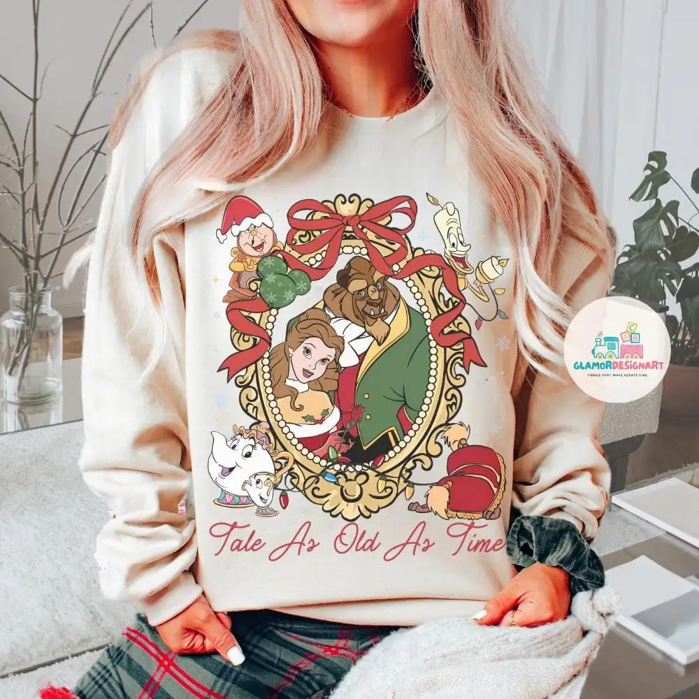 Disney Beauty and the Beast Christmas Comfort Colors Shirt Tale As Old As Time Shirt Disneyland Christmas Tee Very Merry Christmas Party Tee