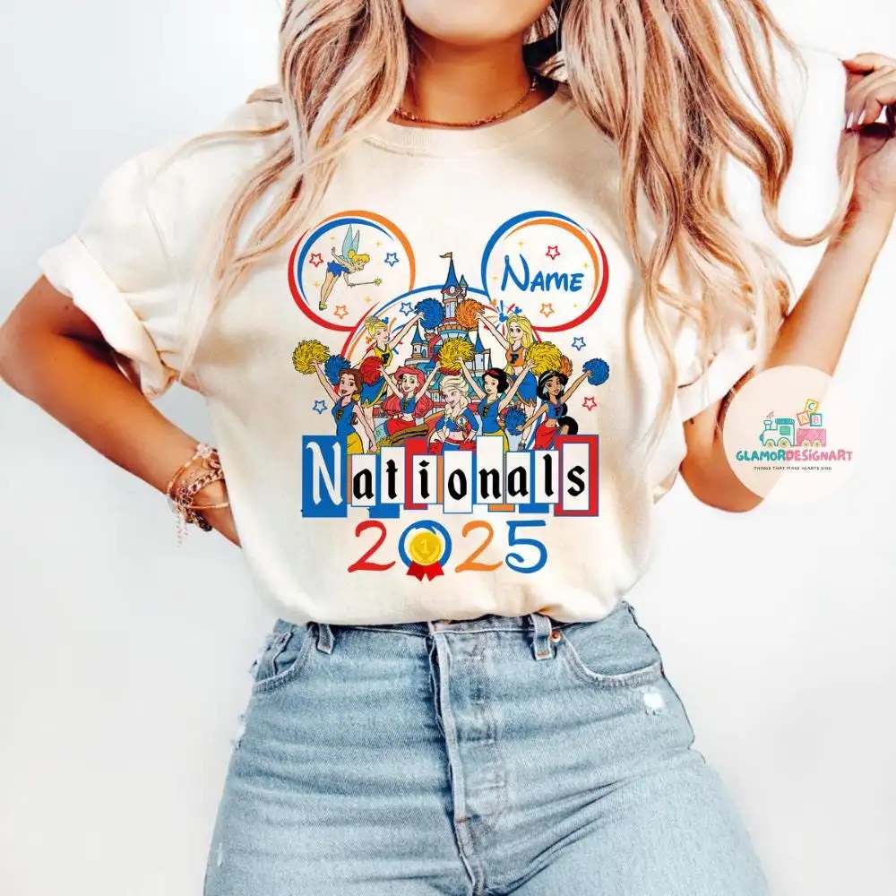 Disney UCA All Star Nationals 2025 Shirt Disney Cheerleader Shirt, Disney Girls Trip Shirt, Custom Cheer Princess Birthday Girl Shirt