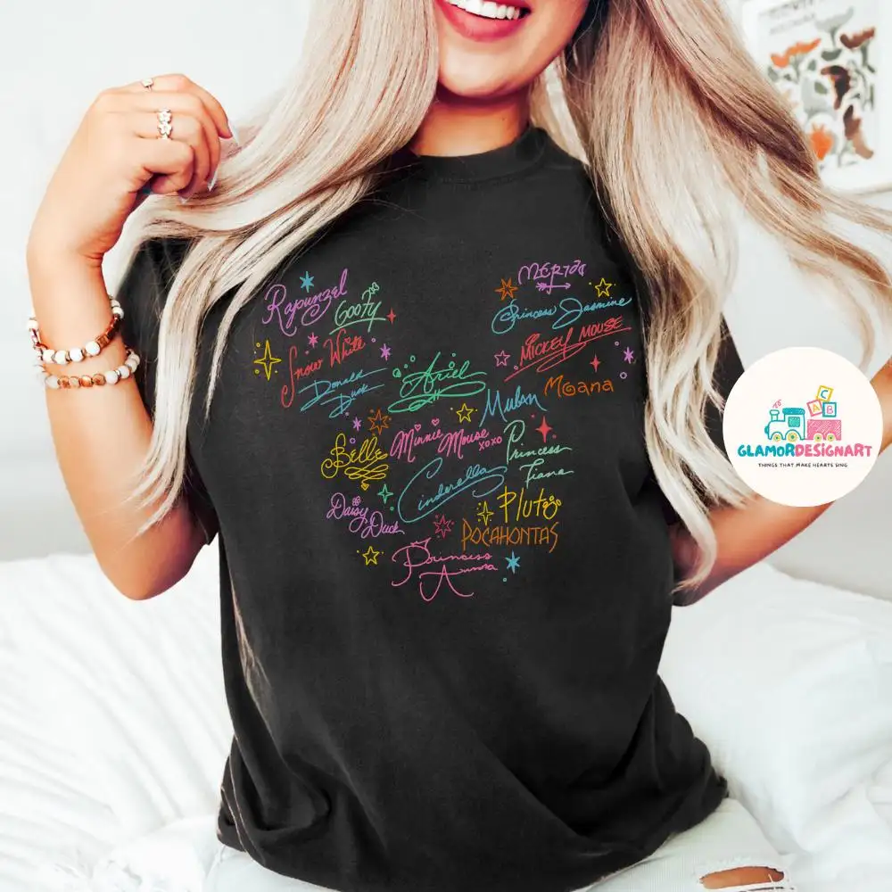 Mickey and Friends Signatures Shirt, Disney World Shirt, Mickey and Co Disney Shirt Magical Kingdom, Comfort Colors Shirts, Disneyland Shirt