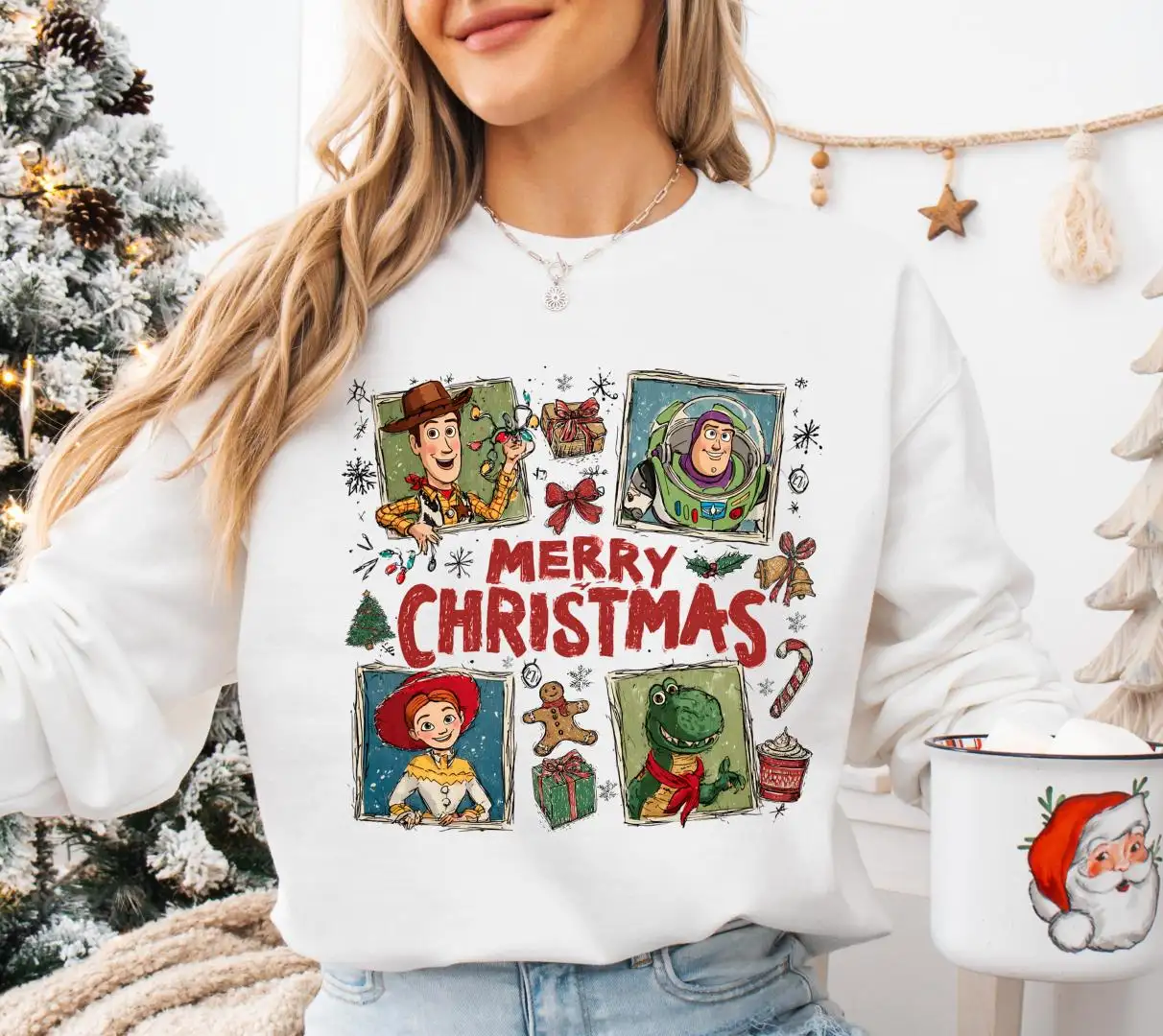 Toy Story Merry Christmas Shirt, Buzz Lightyear Holiday Hoodie, Disney Woody Jessie XMAS Tee, Pixar Christmas Party Sweatshirt