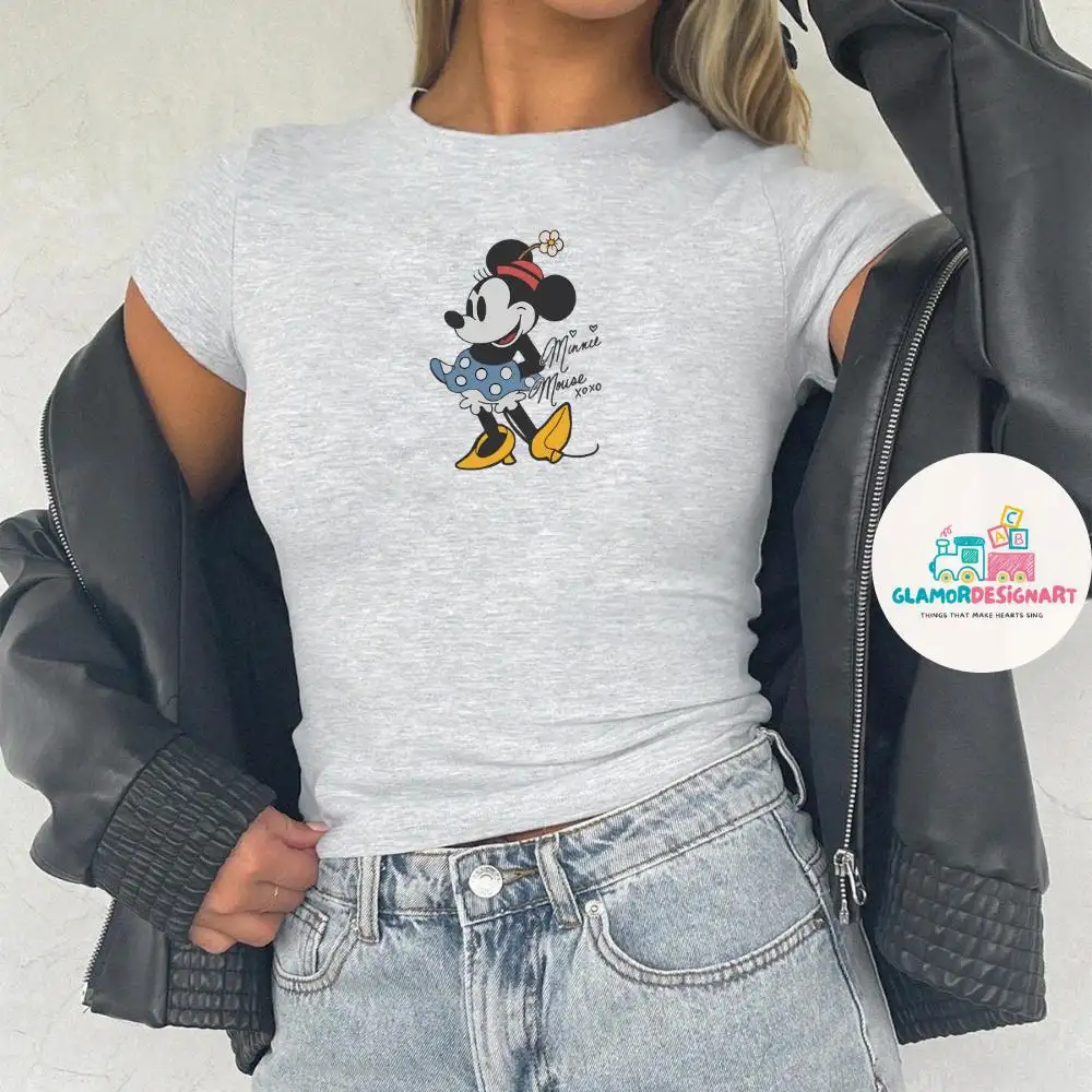 Disney Minnie Baby Tee, Disney Croptop Women T-shirt, Magic Kingdom Shirts, Disney World Tee, Women Baby Tee Girly aesthetic WDW Disneyworld