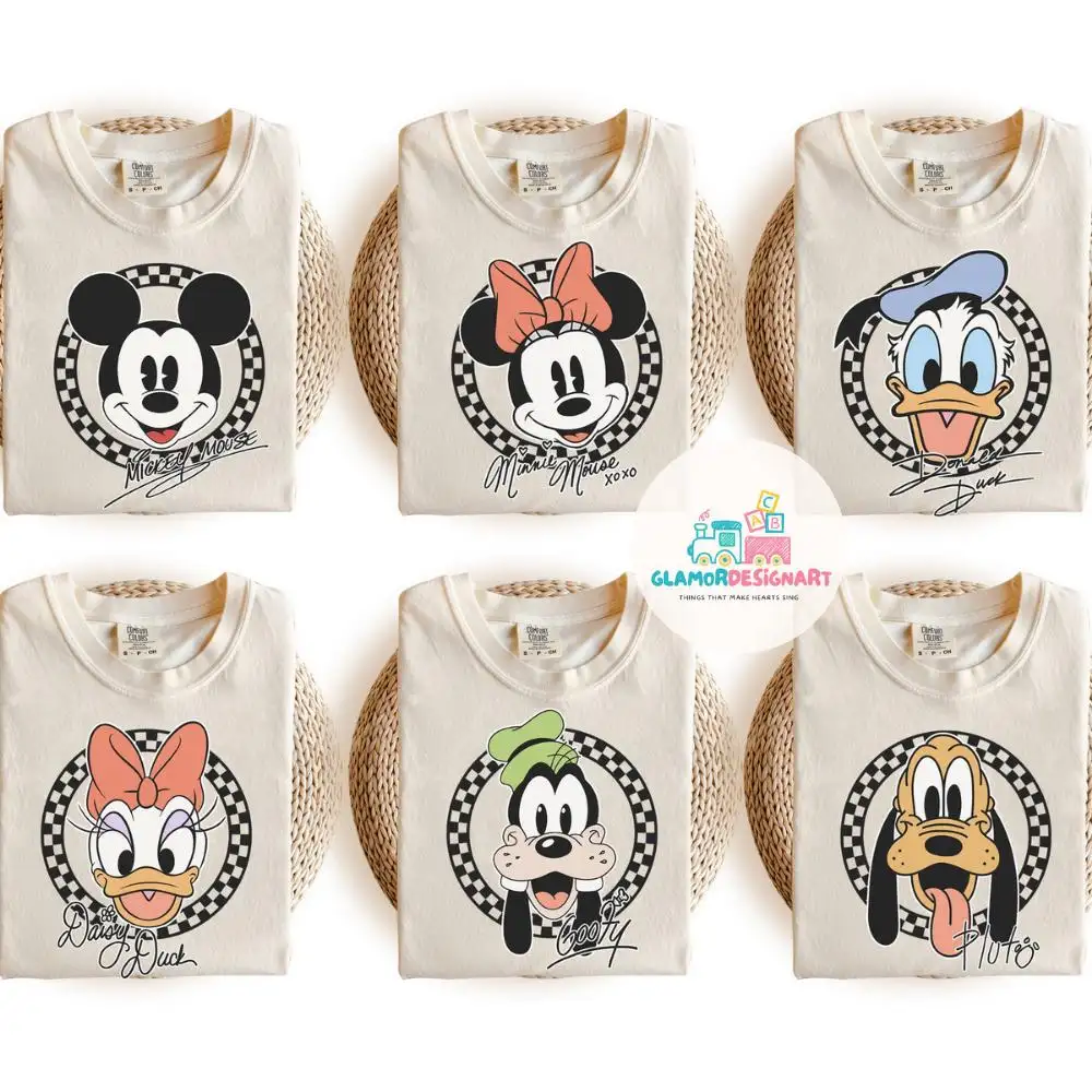 Retro Mickey Minnie Shirts, Retro Mickey and Friends Shirt, Checkered Mickey Shirt, Disney Family Vacation Shirt, Retro Disney Trip Shirt