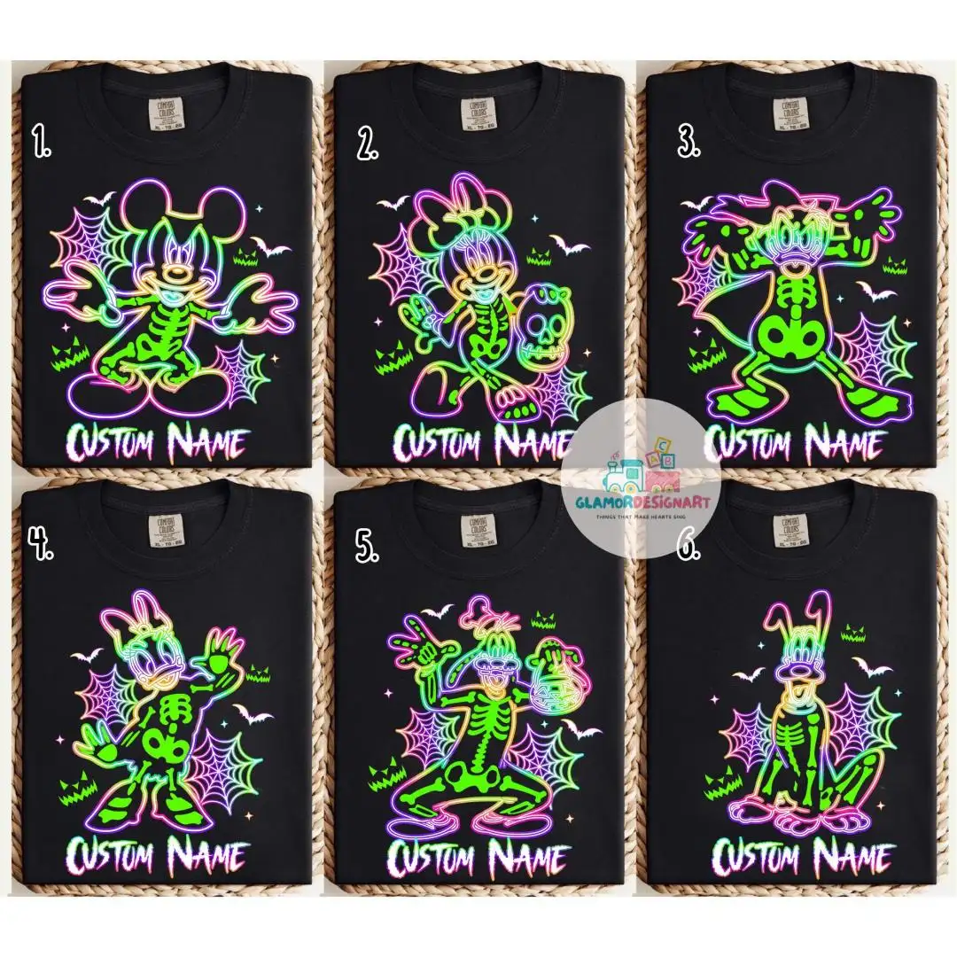 Neon Comfort Color Spooky Mickey And Friends Halloween Shirts, Mickey's Not So Scary Shirts, Disney Trip Halloween 2025, Halloween Shirts