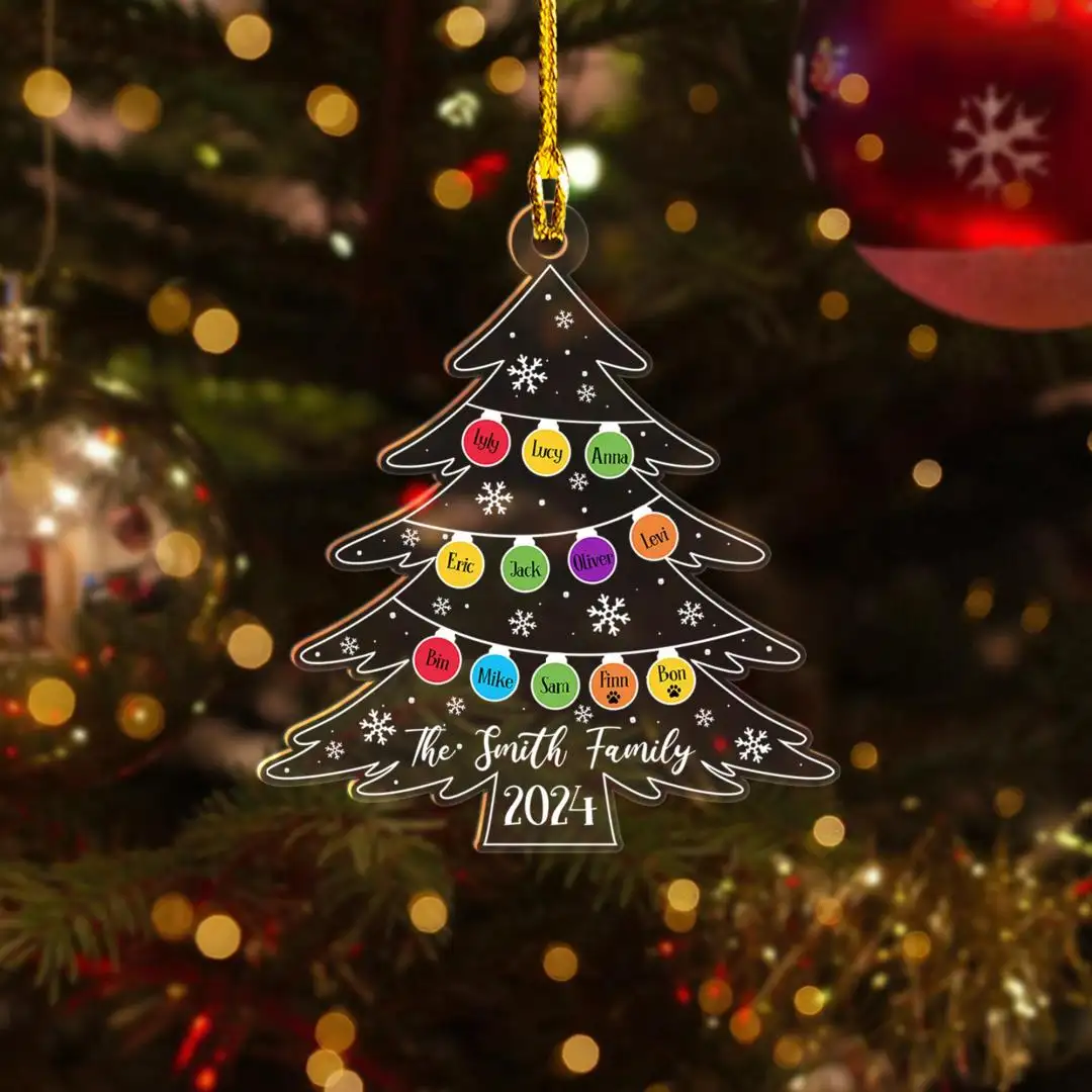 Personalized Christmas Tree Ornament, Family Christmas Ornament2024, Family Name Ornament, Family Keepsake Gifts, Large Family Gifts