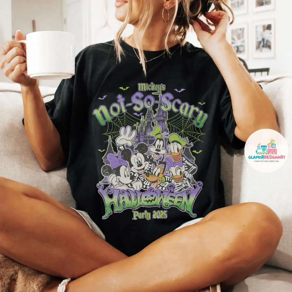 Vintage Mickey's Not So Scary Halloween Party 2025 Shirt, Halloween Family Shirt, Disney Halloween Shirt, Mickey And Friends Halloween Shirt
