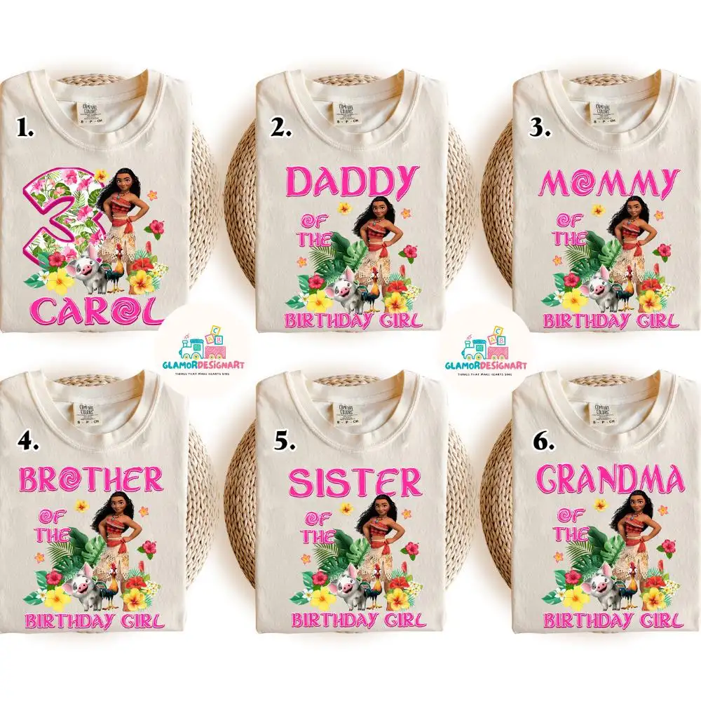 Disney Moana Birthday Shirt, Moana Hei Hei Birthday Tee, Moana Maui Birthday, Disney Birthday Girl Tee, Disney Birthday Princess T-Shirt