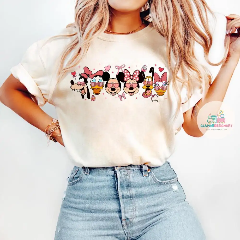 Coquette Valentine Shirt, Disney Valentine Gift, Disney Lover, Mickey And Friends Valentine Sweatshirt, Disneyland Valentines Sweater