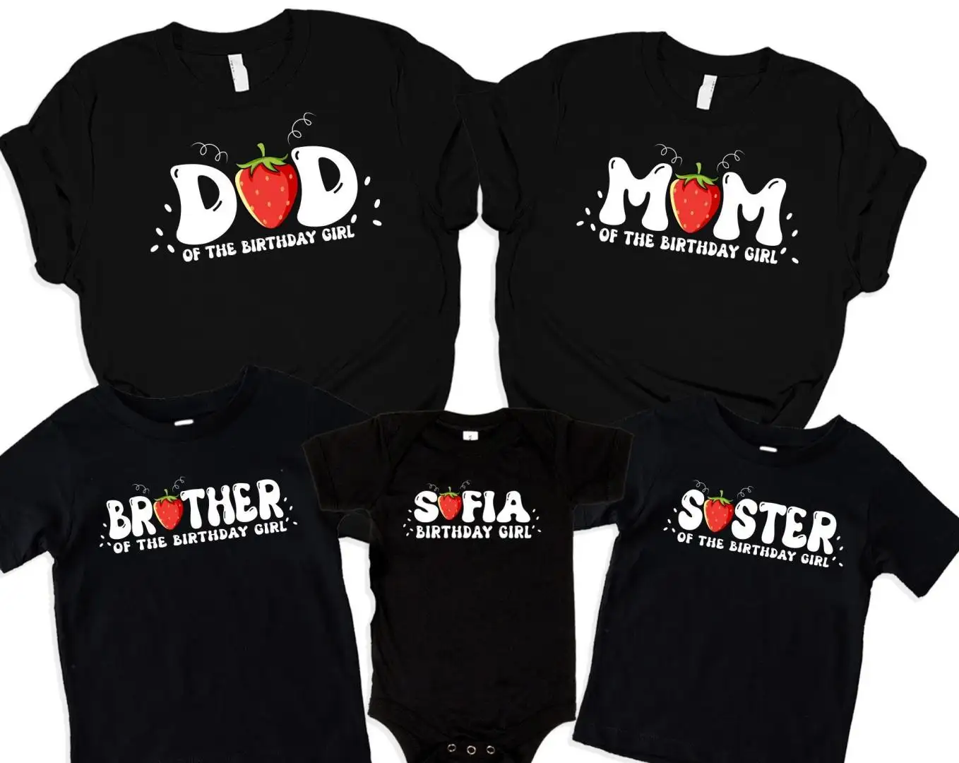 Custom Strawberry Birthday Girl Shirt for Kids Party