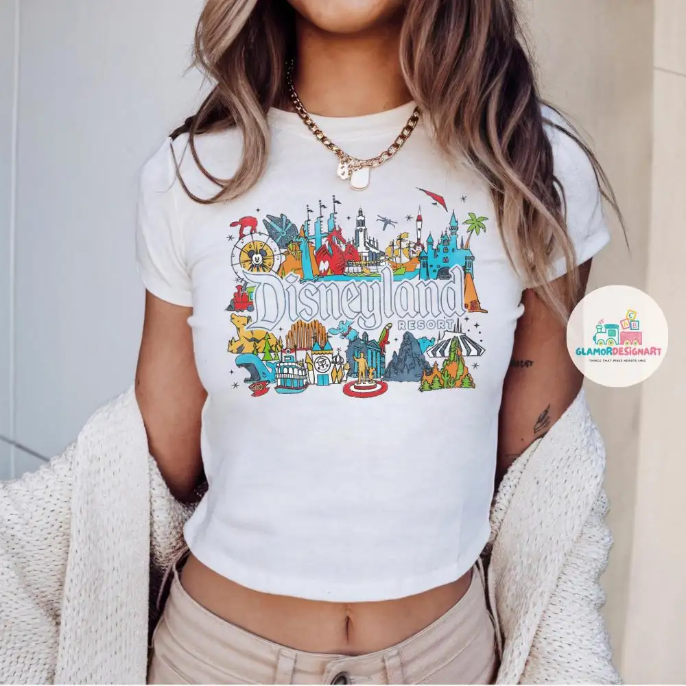 Disneyland Baby Tee Crop Top, WDW Disneyland Girls Trip Shirt, Gift For Her Magic Kingdom Disneyworld Shirts, Disney girly aesthetic Shirt